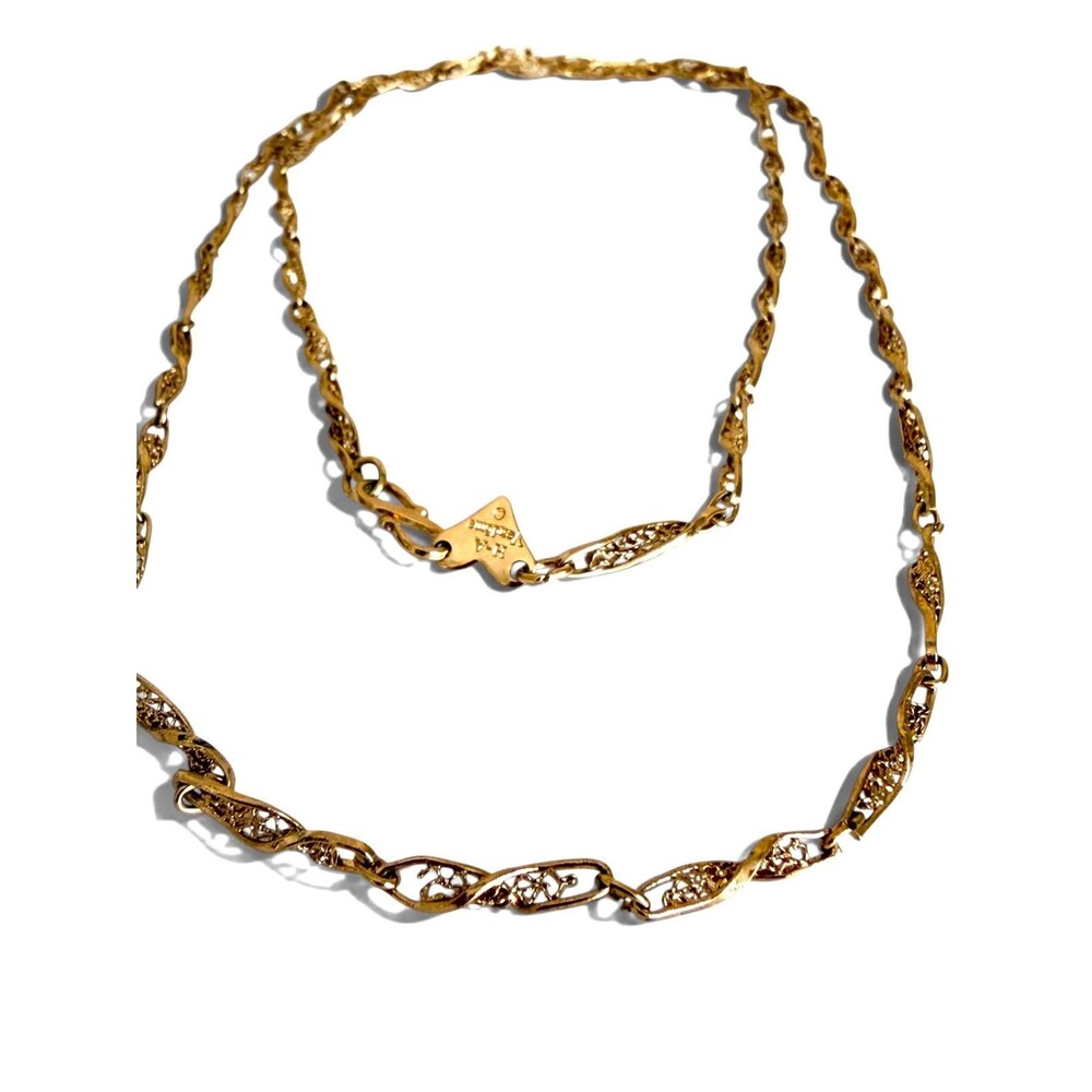 Vintage 1970s Vendome Helen Andrews Filigree Link Chain Necklace 24 Inch